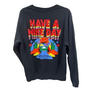 Nike Crewneck Sweatshirt Have A Nike Day Black Size Small Unisex Retro Graphic